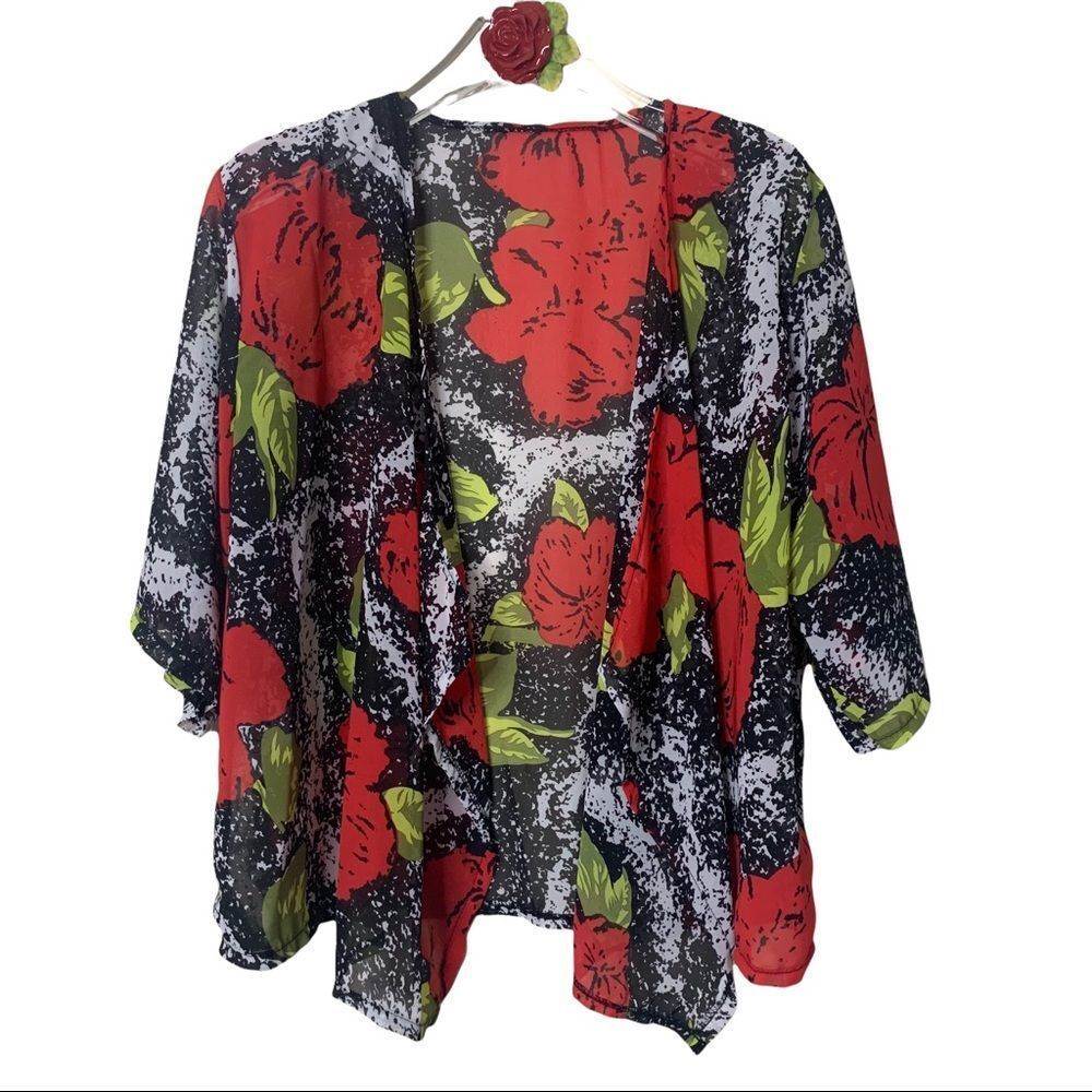 CoverUp Kimono Open-front Floral‎ print